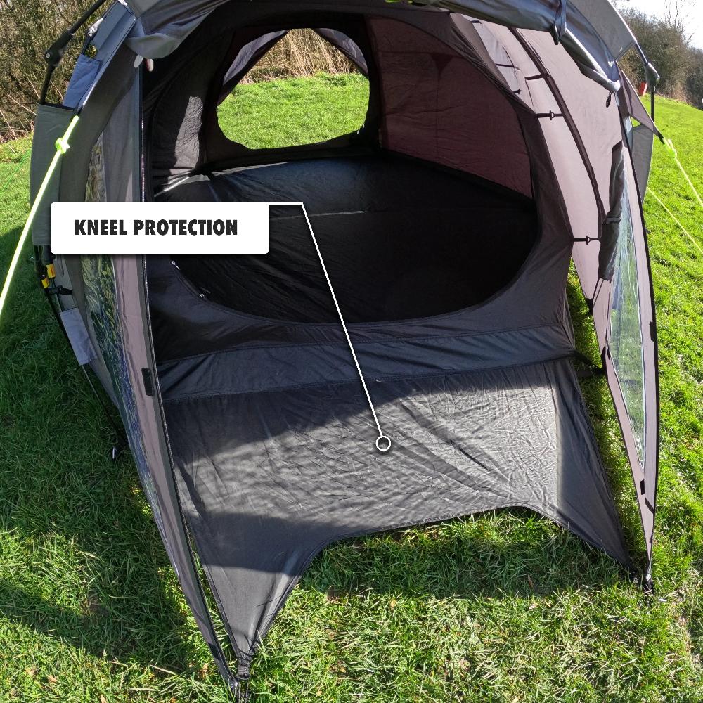 Photograph showing inside of LocTek Igloo MK3 Fast Pitch Tent - 3 Man Tent Khyam on grassy campsite